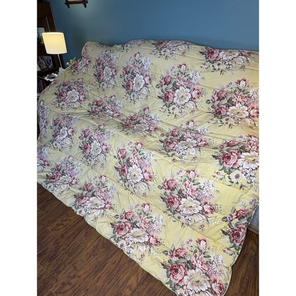 Vtg Ralph Lauren SOPHIE BROOKE Floral Full Queen Comforter Yellow USA Cottage - Picture 7 of 12
